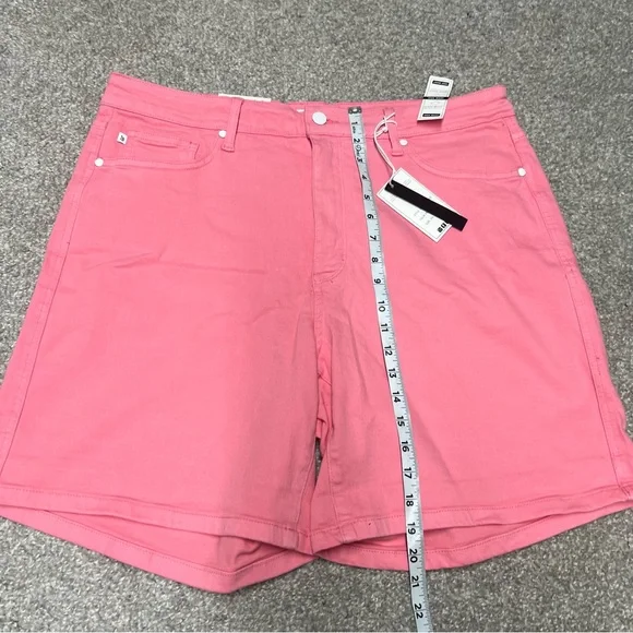 Judy Blue Shorts Women’s 3XL Pink High Waist Tummy Control Denim JB150285 NEW - Picture 2 of 10
